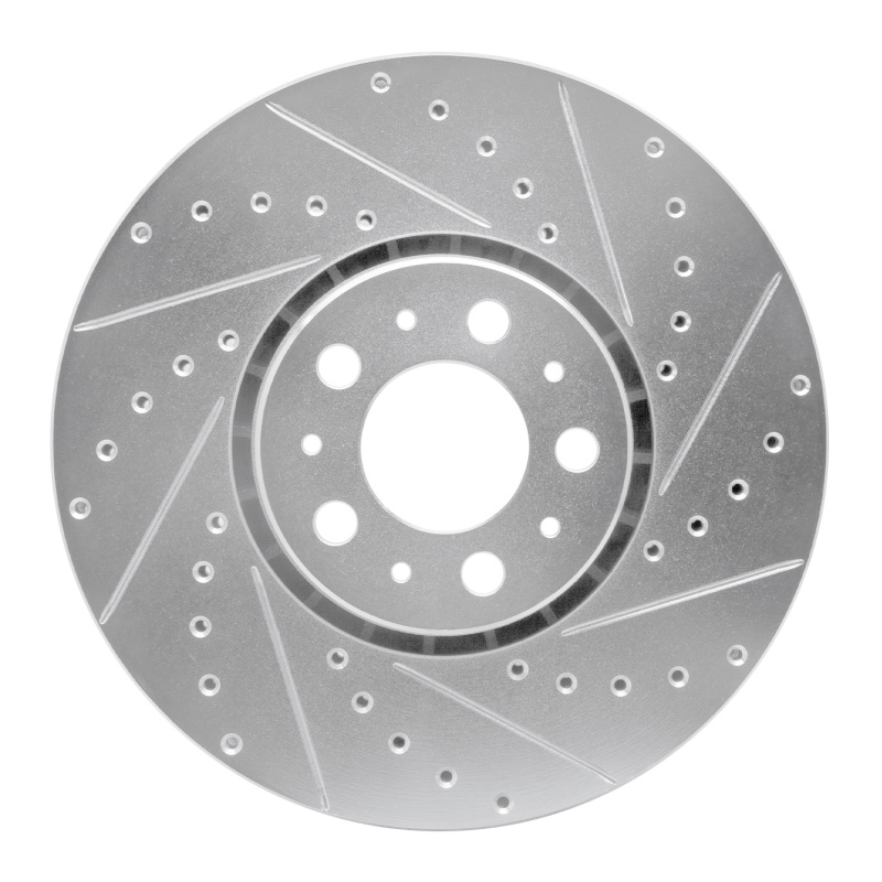 Volvo XC90 Brake Rotor (1) - Front Right - R1 Concepts - Drilled & Slotted - Silver - `03-`14